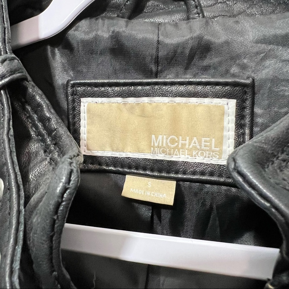 MICHAEL Michael Kors Black Leather Biker Jacket - Picture 4 of 8